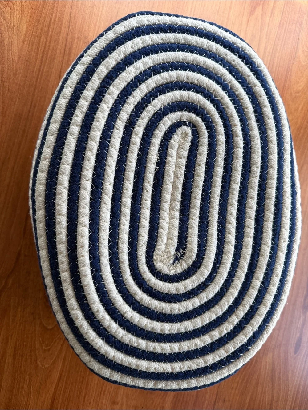 Striped Rope Storage Basket - Navy and White